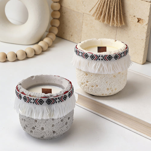 CouldNook Bohemian Fringe Scented Candle - Textured Wabi-Sabi Decor