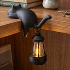 CouldNook Cat Shelf Hook - Sculpted Pose And Optional Lantern