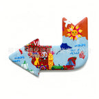CouldNook Arrow Fridge Magnet - Raised Travel Motifs And Colorful Landmark Scenes