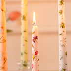 CouldNook Printed Taper Candle Set - Floral Sprigs and Heart Patterns
