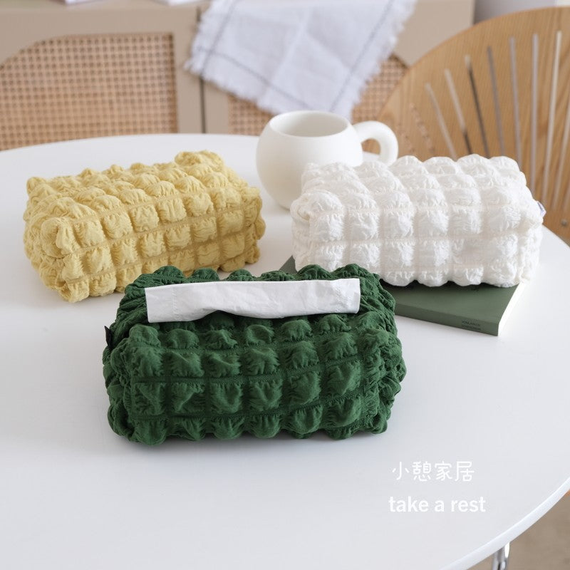 CouldNook Textured Tissue Box Cover - Raised Squares And Soft Outline