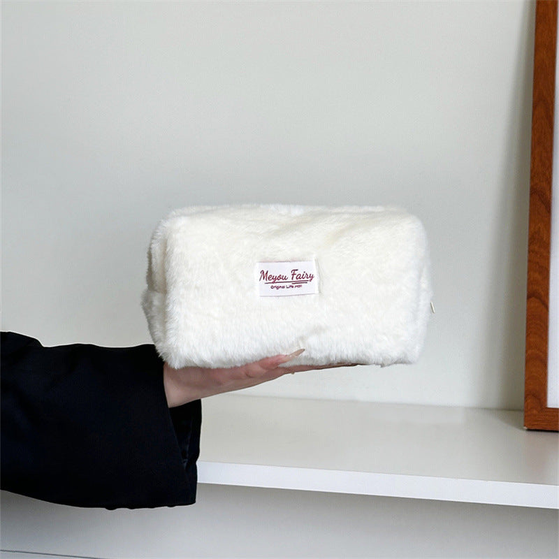 CouldNook Plush Cosmetic Bag - Pale Colors And Rounded Pillow Shape