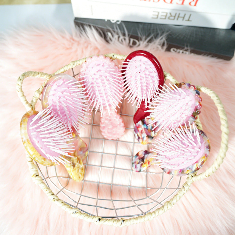 CouldNook Comb Brush And Mirror Set - Patterned Bodies And Shell-Shaped Mirror
