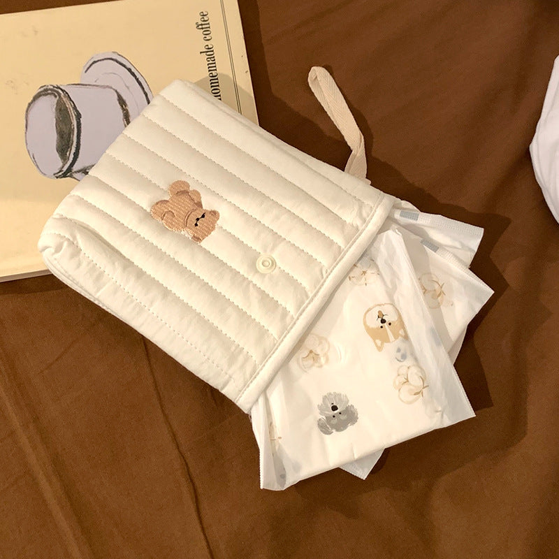 CouldNook Cute Embroidered Sanitary Pouch‑Portable Mini Storage Bag for Sanitary Napkins