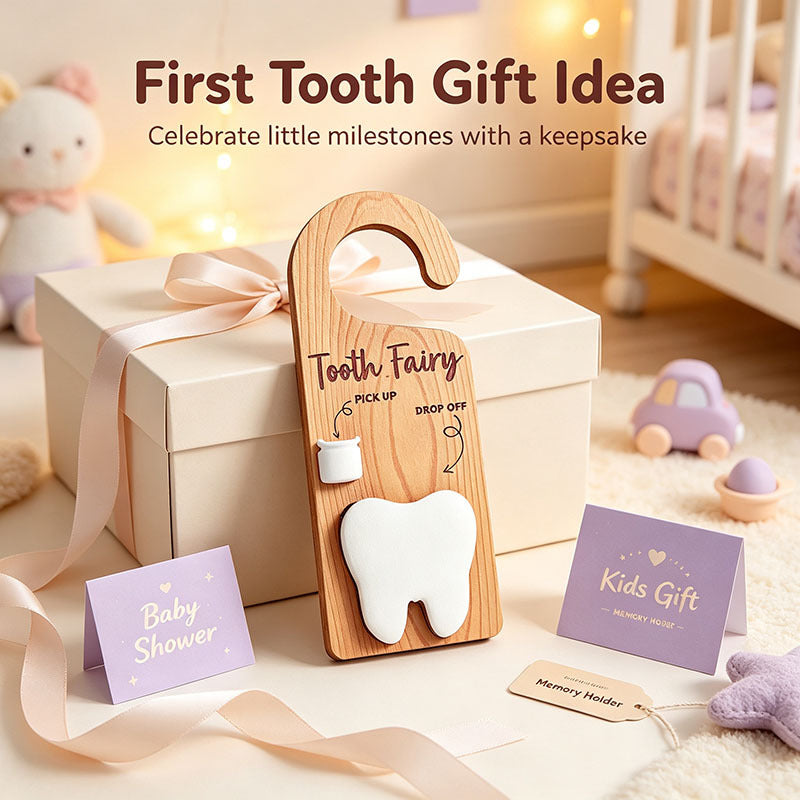 CouldNook Tooth Fairy Door Hanger - Curved Hook And Tooth-Shaped Pocket