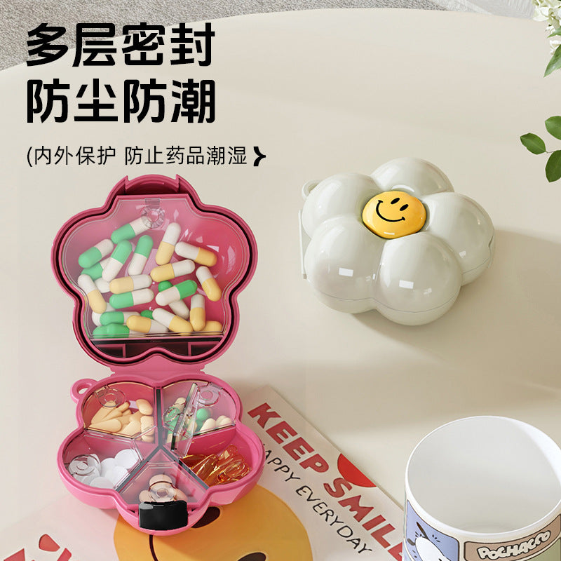 CouldNook Flower Pill Organizer - Petal Compartments And Hinged Case