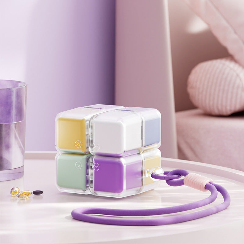 CouldNook Folding Cube Pill Organizer - Eight Lidded Compartments