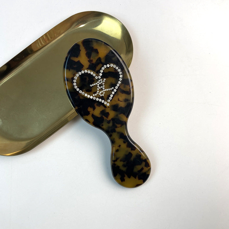 CouldNook Heart-Accent Grooming Accessory - Faceted Detail And Patterned Acetate Body