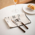 CouldNook Illustrated Cotton Table Napkin - Cafe Prints And Dark Edging