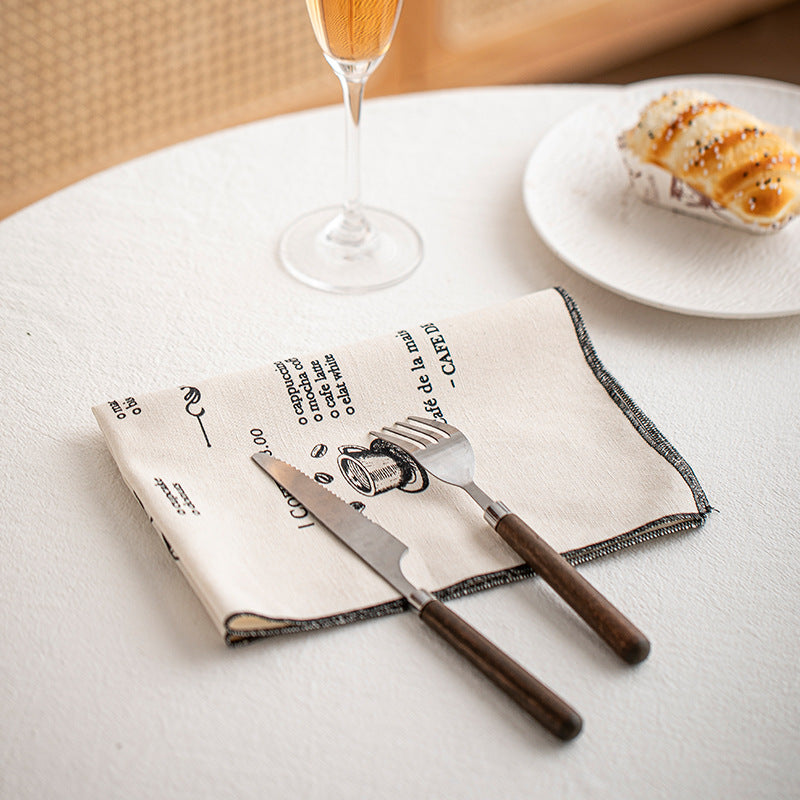 CouldNook Illustrated Cotton Table Napkin - Cafe Prints And Dark Edging