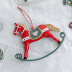 CouldNook Rocking Horse Ornament - Distressed Finish And Twisted Hanging Cord