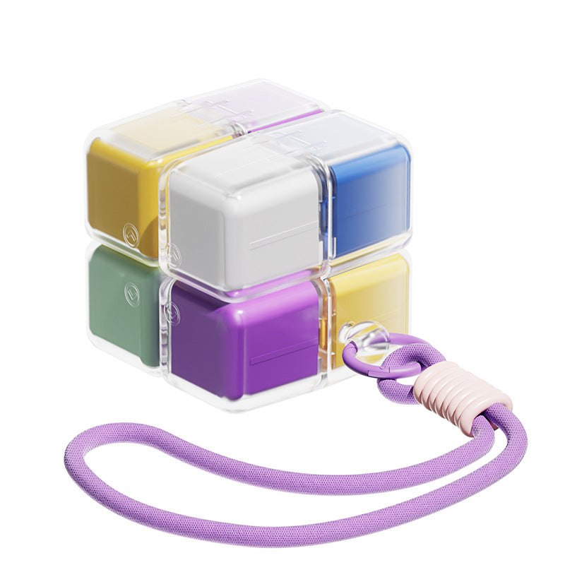 CouldNook Folding Cube Pill Organizer - Eight Lidded Compartments