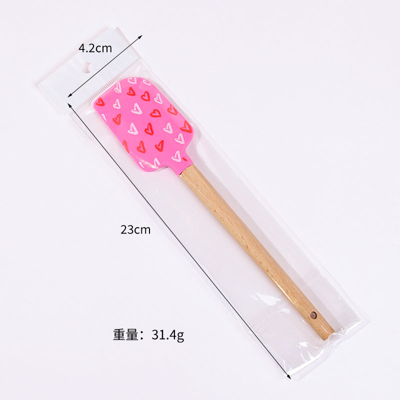 CouldNook Heart-Print Spatula - Beech Handle and Three Decorative Designs