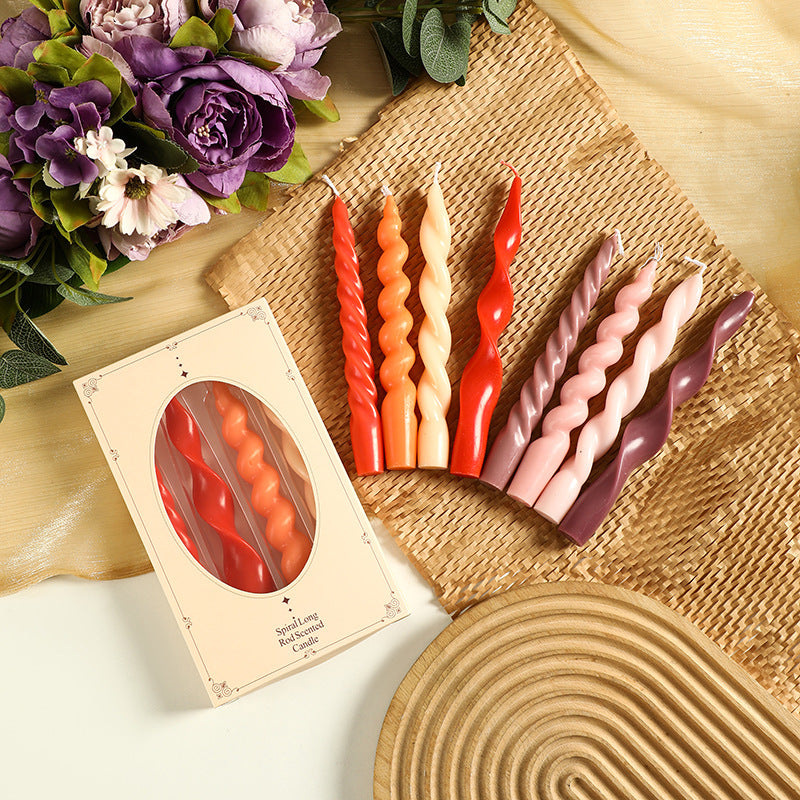 Spiral Taper Candle Set - Set Of 4 Assorted Twisted Candles in Gift Box