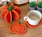 CouldNook Pumpkin Crochet Coaster - Openwork Yarn And Separate Stem Option
