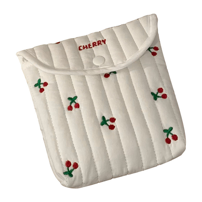 CouldNook Cute Embroidered Sanitary Pouch‑Portable Mini Storage Bag for Sanitary Napkins
