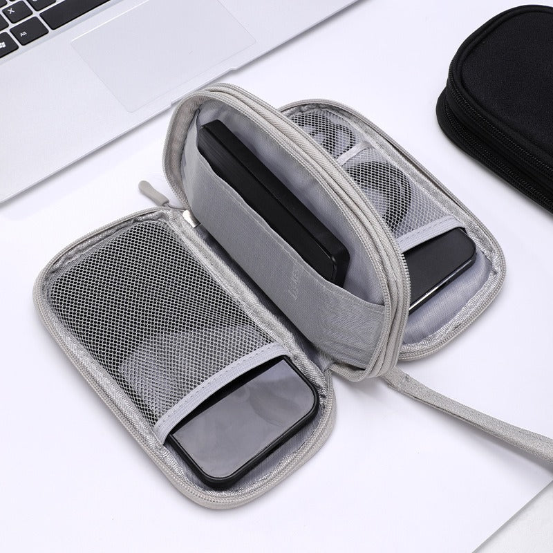 CouldNook Cable Organizer Pouch - Mesh Pockets And Wrist Loop