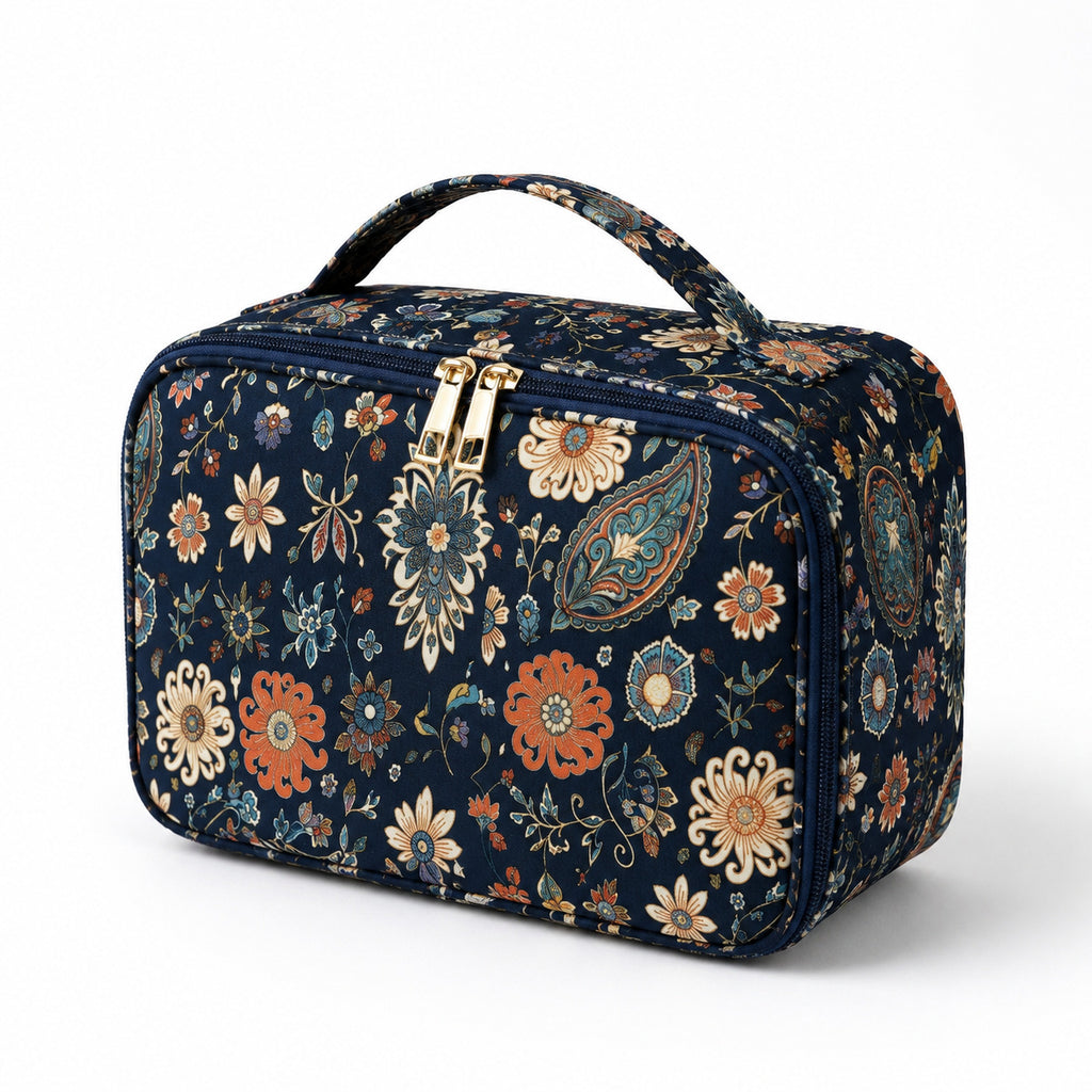 CouldNook Floral Storage Bag - Paisley Print And Twin Zipper Pulls