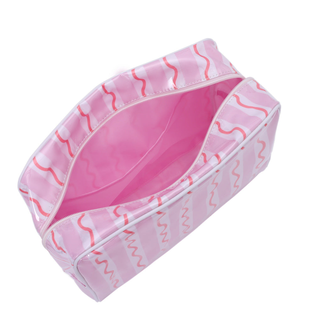 CouldNook Patterned Cosmetic Bag - Glossy Finish And Contrasting White Piping