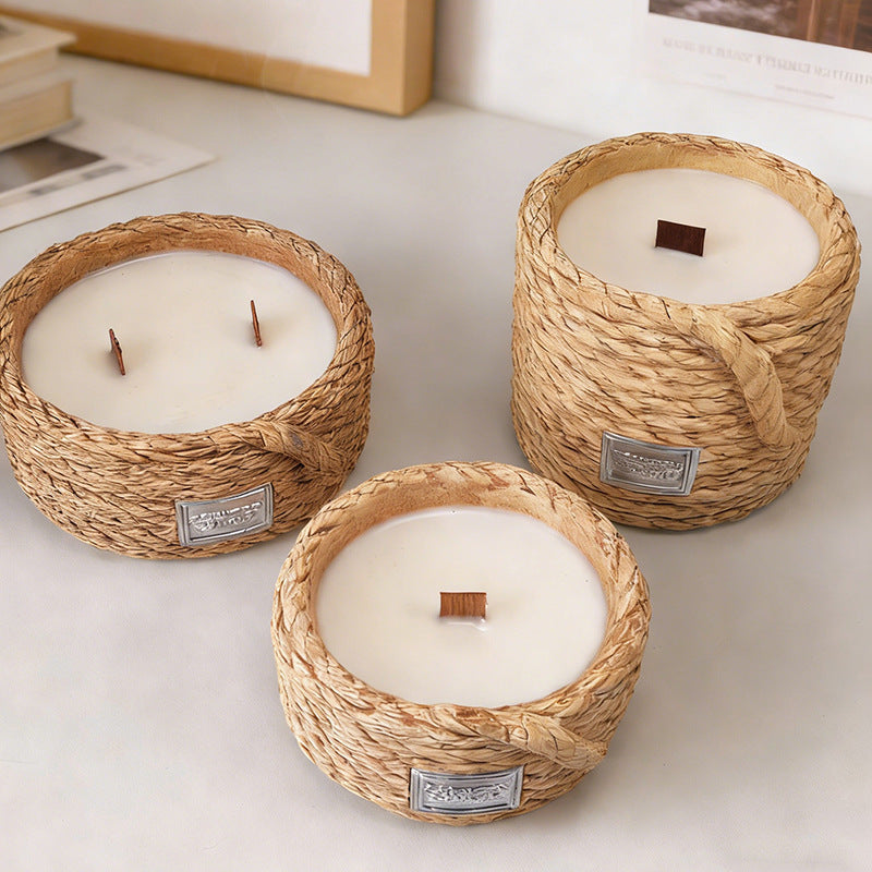 CouldNook Rustic Jute Rope Scented Candle - Vintage Farmhouse Wooden Wick Decor