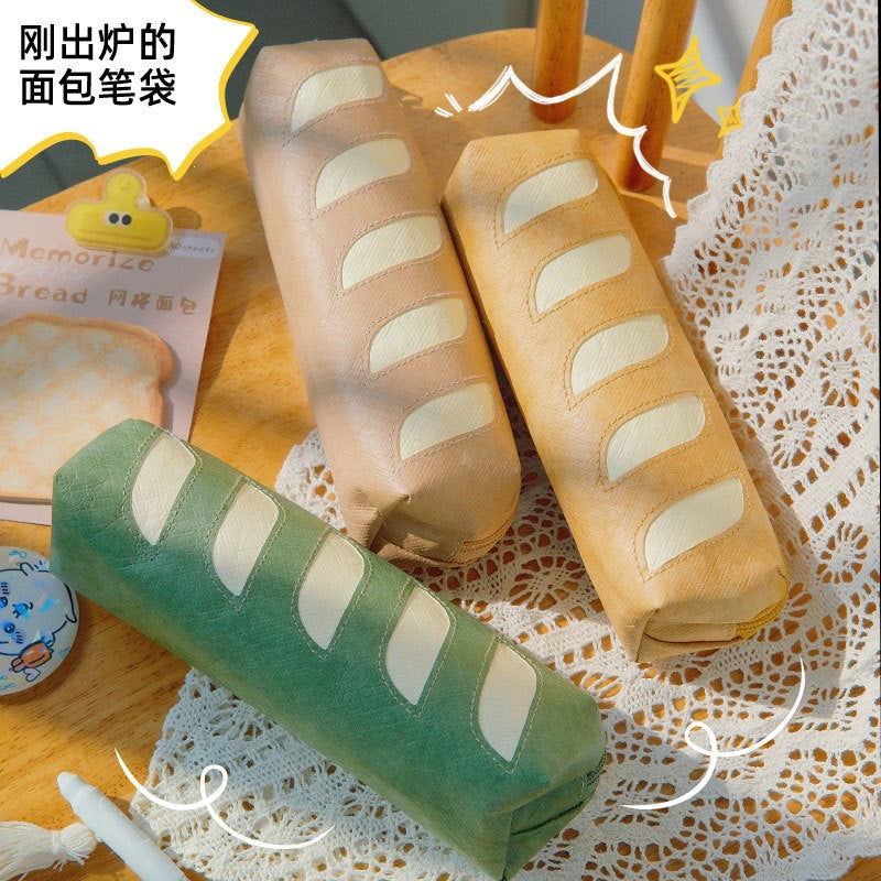 CouldNook Baguette Pencil Pouch - Bread-Inspired Panels And Top Zipper