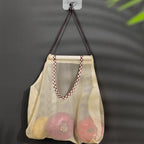 CouldNook Hanging Produce Bag - Mesh Body And Gingham-Edged Front Opening