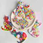 CouldNook Patterned Cat Magnet - Seated Silhouette And Colorful Raised Details