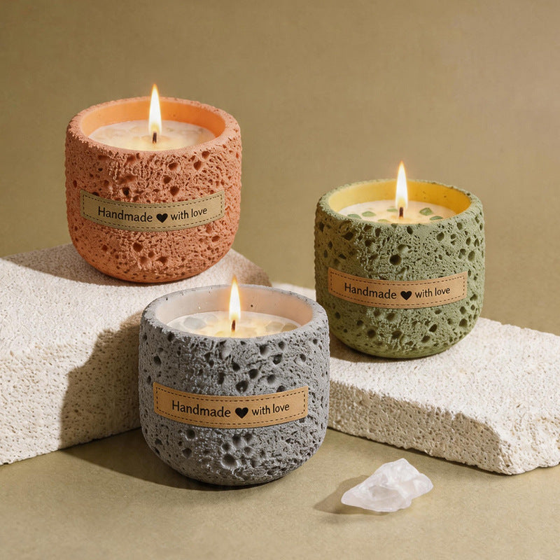 CouldNook Round Stone Look Candle - Gentle Display Piece