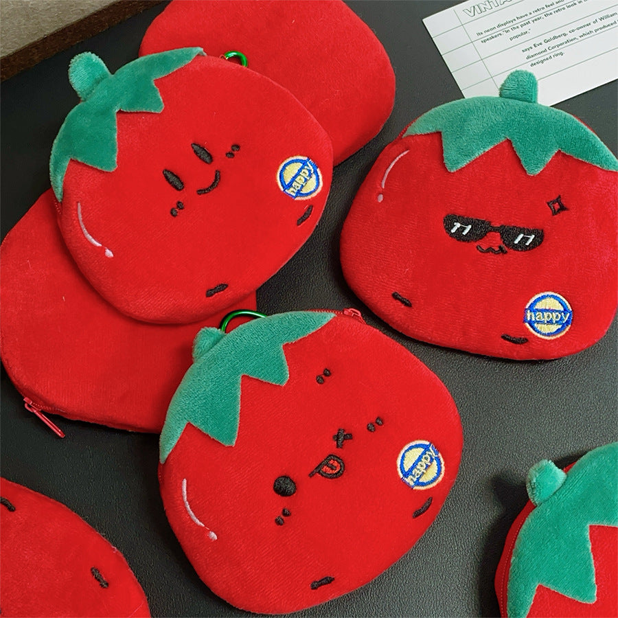 CouldNook Tomato Coin Purse - Plush Shape And Embroidered Facial Details