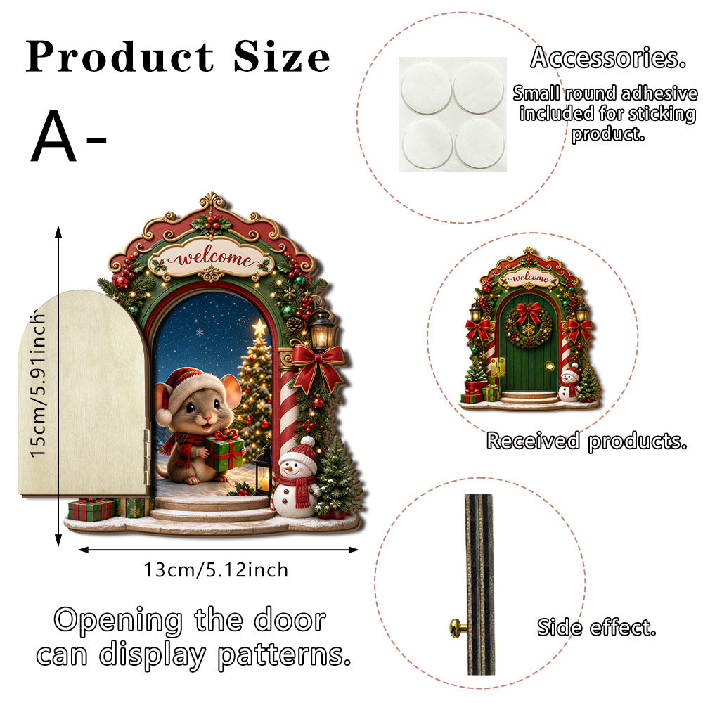 CouldNook Christmas Mouse Door Decoration - Opening Panel And Festive Scene