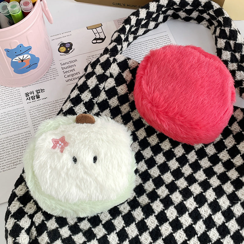 CouldNook Apple Coin Purse - Fuzzy Cut Fruit Design And Star Accent