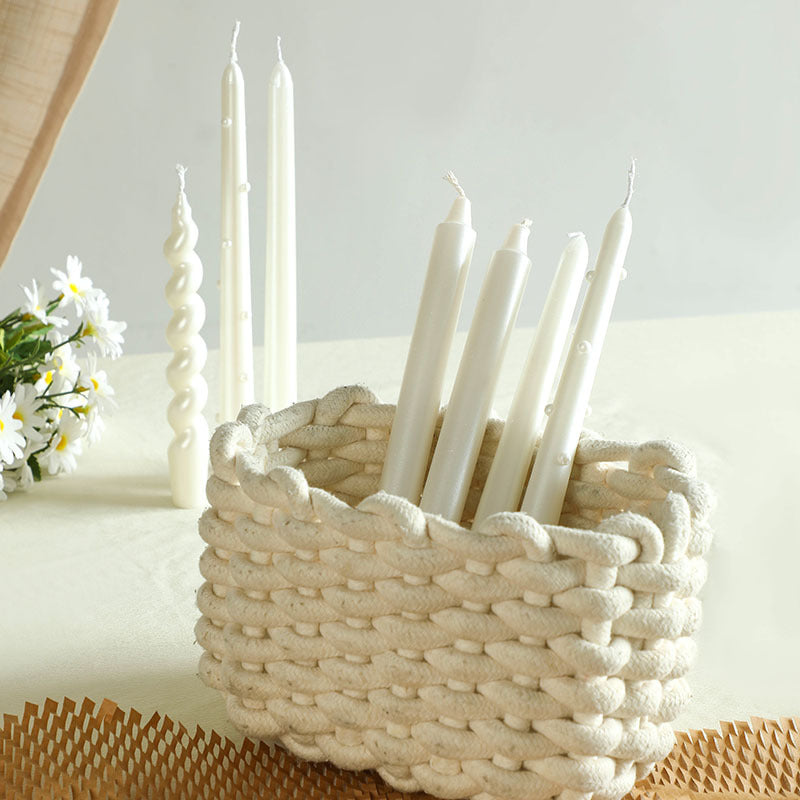 Pearl Elegance Taper Candle Set - Luxury Long Stem Candles for Weddings & Events