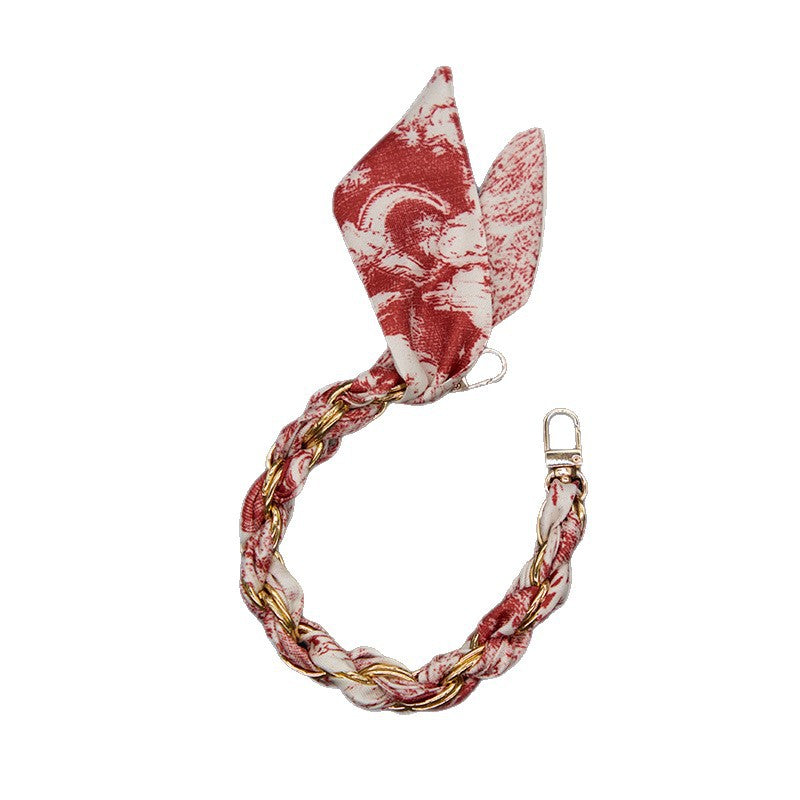 CouldNook Floral Scarf Phone Wrist Strap - Rose Braided Chain