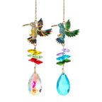 CouldNook Hummingbird Suncatcher - Spread Wings And Faceted Teardrop Pendant