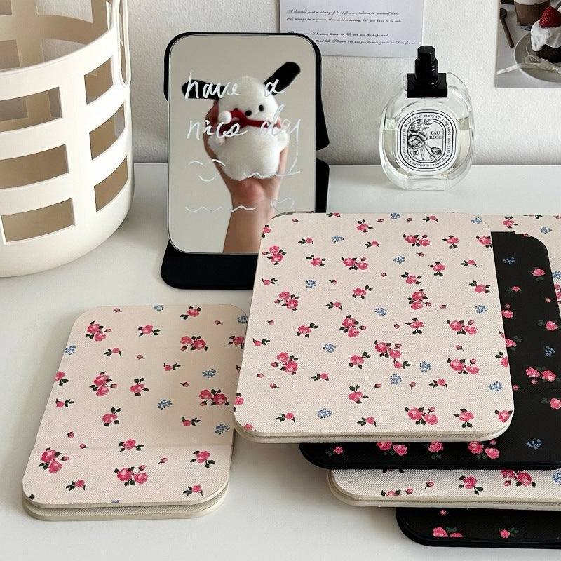 CouldNook Patterned Folding Mirror - Printed Cover And Fold-Back Tabletop Support
