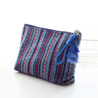 CouldNook Striped Cosmetic Pouch - Woven Texture And Layered Tassel