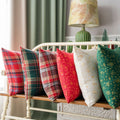 CouldNook Seasonal Pattern Cushion - Plaid Checks And Raised Festive Motifs