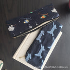 CouldNook Embroidered Pencil Pouch - Textile Motifs And Slim Zip Opening