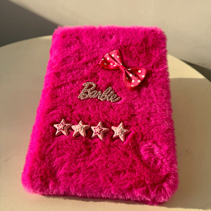 CouldNook Plush Bow Notebook - Dotted Ribbon And Decorative Cover Accents