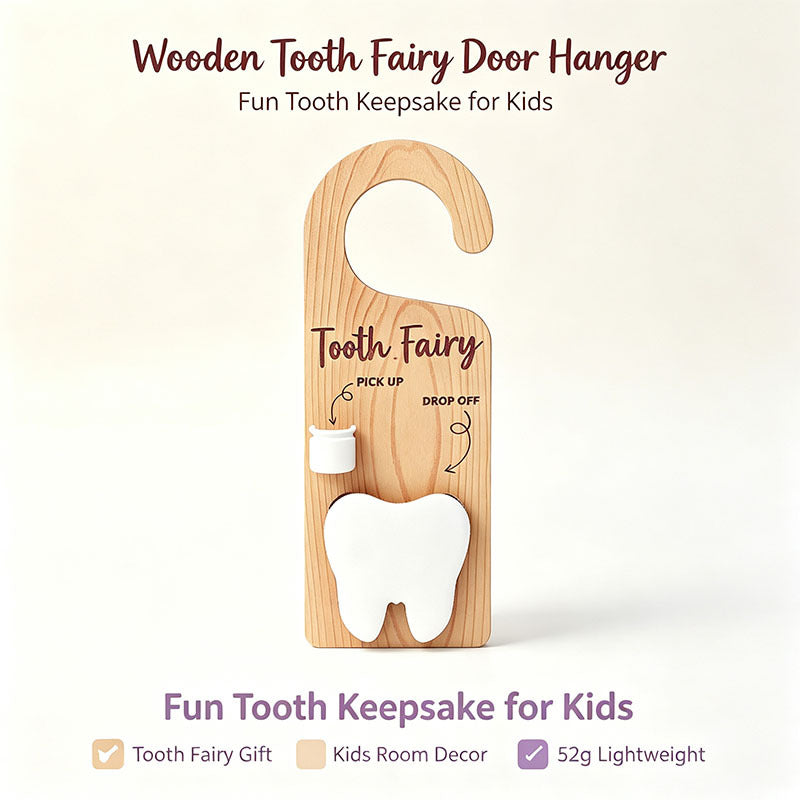 CouldNook Tooth Fairy Door Hanger - Curved Hook And Tooth-Shaped Pocket