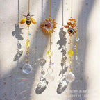 CouldNook Bee Motif Suncatcher - Floral Details And Faceted Pendant Strand