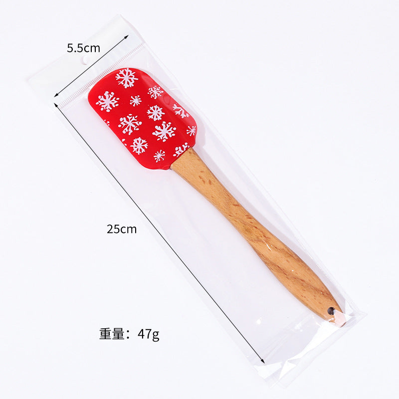CouldNook Christmas Silicone Spatula - Printed Head and Beech Handle
