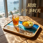 CouldNook Rectangular Ocean Decorative Tray - Rounded Corners and Layered Wave Lines