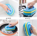 CouldNook Handled Cleaning Sponge - Raised Grip And Layered Oval Pad