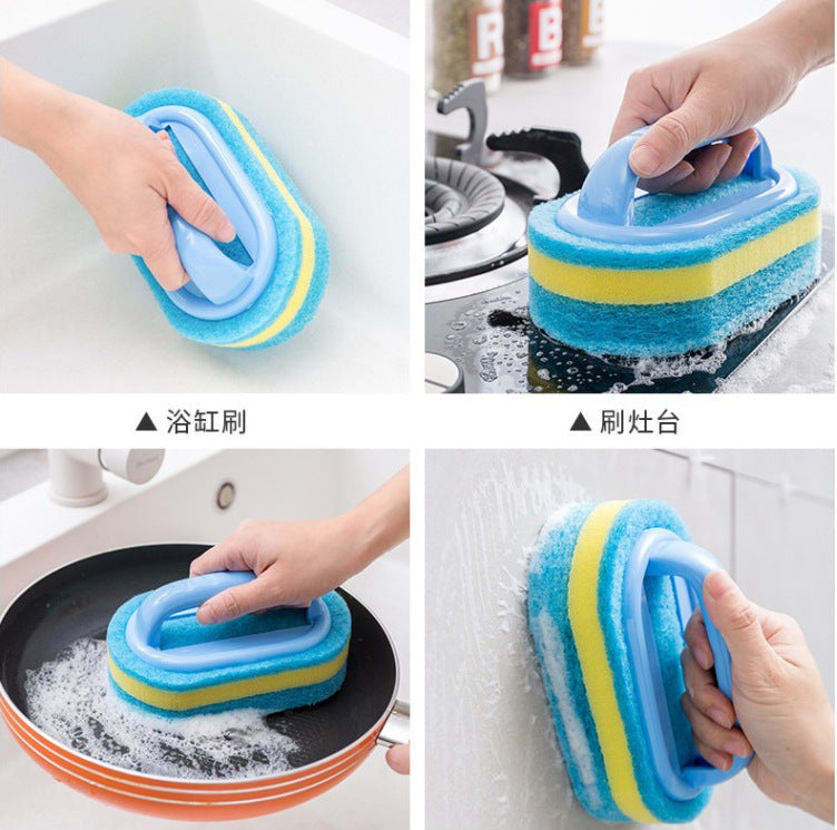 CouldNook Handled Cleaning Sponge - Raised Grip And Layered Oval Pad