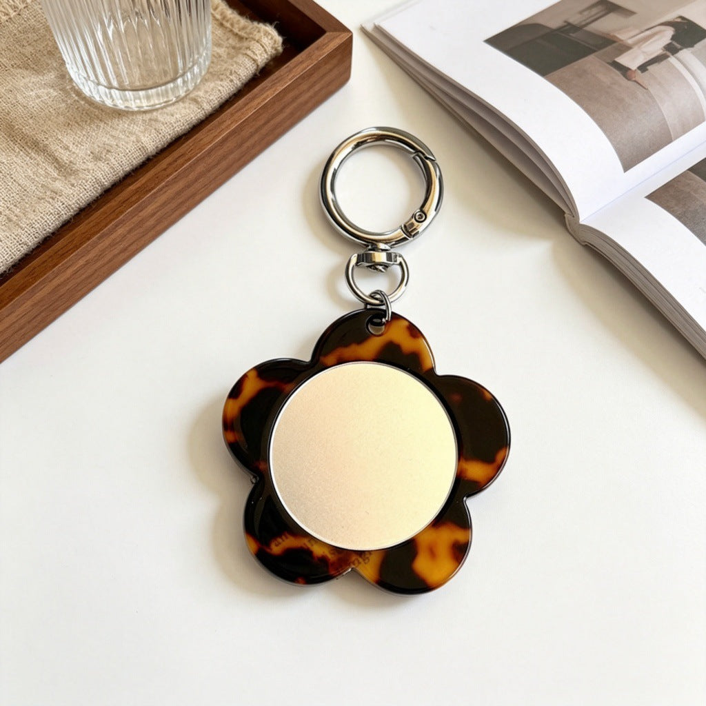 CouldNook Flower Mirror Keychain - Patterned Petals And Round Clasp