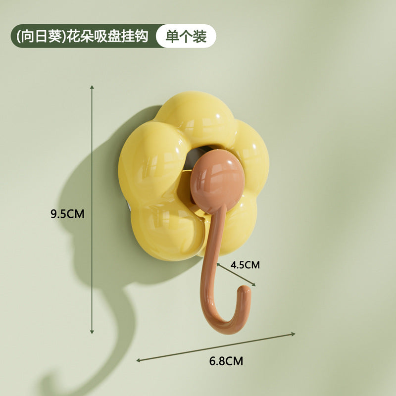 CouldNook Flower Suction Cup Hook - Rounded Petals and Curved Arm