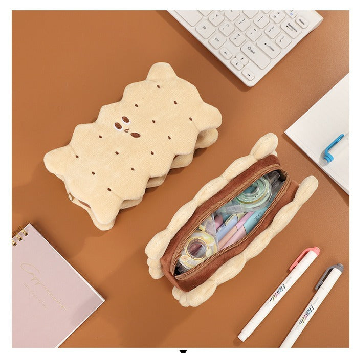 CouldNook Biscuit Pencil Case - Plush Layers And Embroidered Face