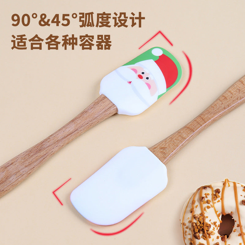 CouldNook Christmas Silicone Spatula - Printed Head and Beech Handle