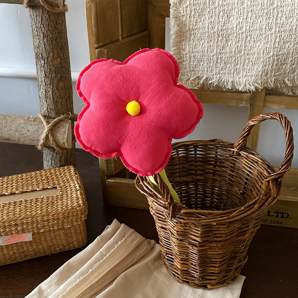 CouldNook Fabric Flower Decoration - Rounded Petals And Long Green Stem